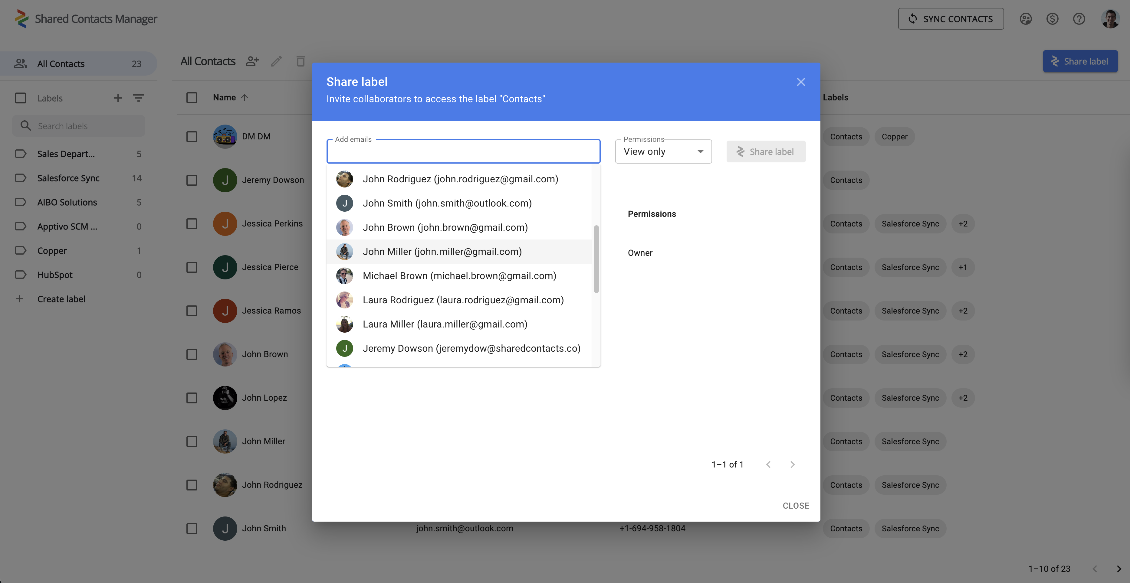 Shared Contacts Manager 界面截图